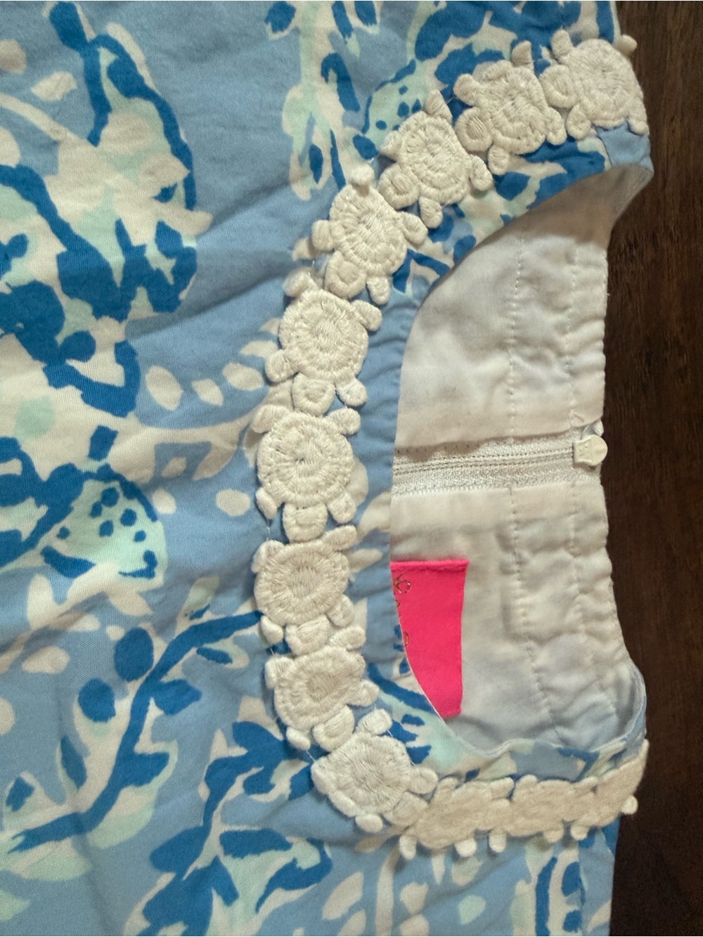 Lily Pulitzer Turtle Embroidered Neckline Girls Dress